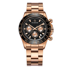 OCHSTIN Augusten 6103B Multi Function Quartz Watch Sports luminous Waterproof Watch Calendar Steel Band Men  Watch(Rose Gold Black)