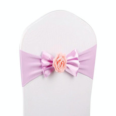 Wedding Chair Cover Sash Satin Fabric Bow Tie Ribbon Band Decoration Hotel Wedding Party Ceremony Banquet Supplies(Violet)