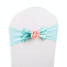 Wedding Chair Cover Sash Satin Fabric Bow Tie Ribbon Band Decoration Hotel Wedding Party Ceremony Banquet Supplies(Blue)