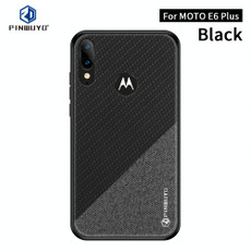 For  Motorola Moto E6 Plus PINWUYO Rong Series  Shockproof PC + TPU+ Chemical Fiber Cloth Protective Cover(Black)