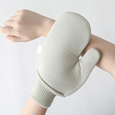 Solid Color Double-sided Soft Skin Non-slip Gloves Bath Brush(Khaki)