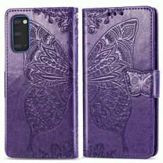 For Galaxy S20 Butterfly Love Flower Embossed Horizontal Flip Leather Case with Bracket / Card Slot / Wallet / Lanyard(Dark Purple)