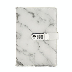 A5 Marble Texture Retro Password Lock Notebook Multifunctional Student Handbook Notepad(Grey)