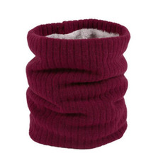Autumn and Winter Outdoor Cycling Plus Velvet Knitted Warm Windproof Scarf(Dark Red)