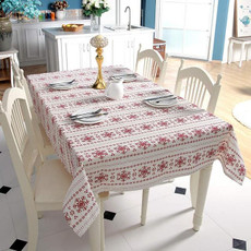 Linen Cotton Tablecloth Red Snowflakes Pattern Table Cloth Wedding Banquet Washable Table Cover Textiles, Size:140x160cm(Big Snowflake)