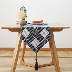 Cotton Linen Tea Table Dining Table Table Flag Retro Tablecloth, Size:30x180cm(Japanese)