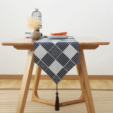 Cotton Linen Tea Table Dining Table Table Flag Retro Tablecloth, Size:30x200cm(Japanese)