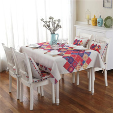 Retro Pattern Linen Table Cloth For Dinner Home Decor Dustproof Table Cover, Size:130x180cm(Lattice Elements)