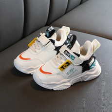 Faux Leather Fashion Comfortable Sneakers Baby Shoes Sports Shoes Autumn Winter Toddler Shoes, Shoes Size:21(Creamy White)