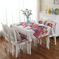 Retro Pattern Linen Table Cloth For Dinner Home Decor Dustproof Table Cover, Size:140x140cm(Lattice Elements)