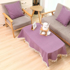 Cloth Cotton Dining Tablecloth Decoration Cloth, Size:110x140cm(Purple Dots)