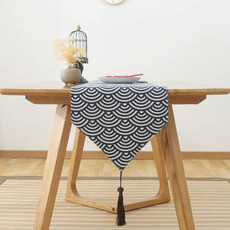 Cotton Linen Tea Table Dining Table Table Flag Retro Tablecloth, Size:30x180cm(Scale)