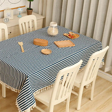 Cloth Cotton Dining Tablecloth Decoration Cloth, Size:100x140cm(Blue Stripe)