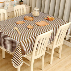 Cloth Cotton Dining Tablecloth Decoration Cloth, Size:100x140cm(Brown Stripe)