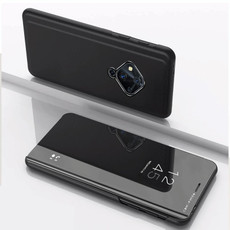 For Vivo S5 Plated Mirror Horizontal Flip Leather Case with Holder(Black)