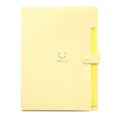Candy-colored Smiling Face Multi-layer Portfolio Pouch Plastic Information Book File Folder(Cream Yellow)