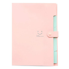 Candy-colored Smiling Face Multi-layer Portfolio Pouch Plastic Information Book File Folder(Pink)