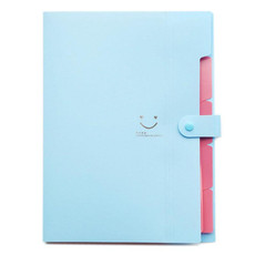Candy-colored Smiling Face Multi-layer Portfolio Pouch Plastic Information Book File Folder(Sky Blue)