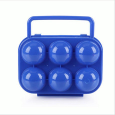 2 PCS Portable Handle 6 Eggs Plastic Container Egg Storage Box Case(Blue)