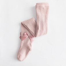 Baby Cotton Leggings Bow Knit Children Pantyhose, Size:12-24 Months(Lotus Color)