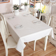 Linen Cotton Thicken Tablecloth Hem Splice Washable Coffee Dinner Table Cloth for Wedding Banquet, Size:140x180cm(White Without Lace)