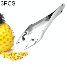 3 PCS Stainless Steel Non-slip Tip Open Blade Pineapple Clip Fruit Eye Digger Endless Steel Nail, Size:13.53.5cm