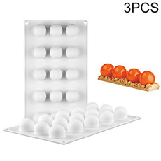 3 PCS French Dessert 15 Even Spherical Cake Mold Mousse Silicone Creative DIY Baking Mold White29.717.53cm
