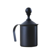 Pump Creamer Stainless Steel Double Mesh Manual Coffee Milk Foam Frothing Pitcher Froth Pump Foamer Cup, Capacity:400cc