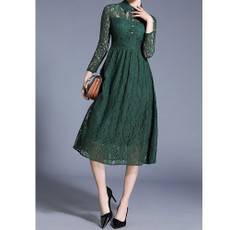 Fashion Vintage Elegant Lace Dress (Color:Green Size:XL) Fashion Vintage Elegant Lace Dress (Color:Green Size:XL)