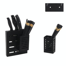 Stainless Steel Wall-mounted Kitchen Rack Hanging Kinfe Chopsticks Canister Holder (Black) Stainless Steel Wall-mounted Kitchen Rack Hanging Kinfe Chopsticks Canister Holder (Black)