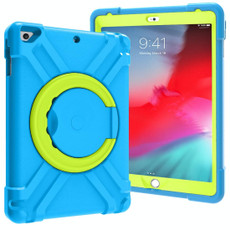 For iPad Air/Air2/Pro9.7 EVA + PC Flat Protective Shell with 360  Rotating Bracket(Blue+Grass Green)