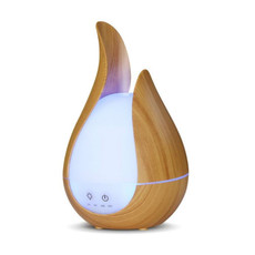 200ml Ultrasound Air Humidifier Aroma Essential Oil Diffuser 7 Colors LED Night Light Cool Mist Maker, Plug Type: UK  Plug(Light Wood Base)