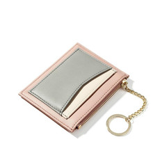 3 PCS Fashion Stitching Multi-card Zipper Card Bag Multi-function Mini Wallet(Pink)