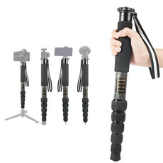 BEXIN P306C Portable Travel Outdoor DSLR Camera Carbon Fiber Monopod Holder (Black)