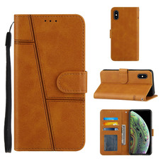 For iPhone X / XS Stitching Calf Texture Buckle Horizontal Flip Leather Case with Holder & Card Slots & Wallet & Lanyard(Yellow)