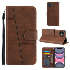 For iPhone 11 Stitching Calf Texture Buckle Horizontal Flip Leather Case with Holder & Card Slots & Wallet & Lanyard (Brown)