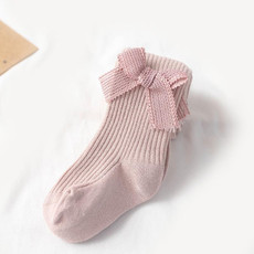 Spring And Autumn Girl Tights Bow Baby Knit Pantyhose Size: S 0-1 Years Old(Lotus Color)