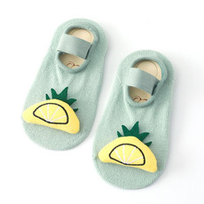 3 Pairs Baby Socks Cartoon Doll Anti-Slip Anti-Out Cotton Baby Floor Socks, Toyan Socks: M 1-3 Years Old(Green Pineapple)