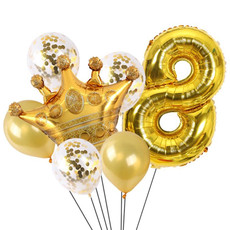 2 PCS Birthday Baby Children Golden Crown Aluminum Film Number Balloon Set Wedding Scene Decoration( Number 8)