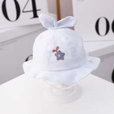 MZ9828 Star Grass Pattern Newborn Basin Hat Baby Cotton Hat Fisherman Hat, Size: Around 42cm(Light Blue)