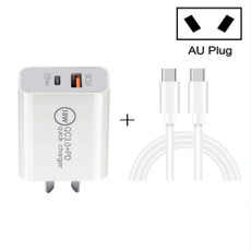SDC-18W 18W PD 3.0 + QC 3.0 USB Dual Fast Charging Universal Travel Charger with Type-C / USB-C to Type-C / USB-C Fast Charging Data Cable, AU Plug