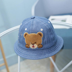 MZ8871 Cartoon Little Bear Pattern Children Basin Hat  Baby Fisherman Hat, Size: Around 46cm(Denim Blue)