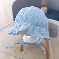 MZ4790 Cotton Baby Princess Hat Lacing Cloth Hat, Size: 44-48cm(Light Blue)