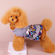 Autumn And Winter Pet Skirt Teddy Bichon Hiromi Schnauzer Yorkshire Small Dog Clothes, Size: L(Blue Gray)