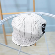 MZ8809 Spring Striped Children Beret Octagonal Hat, Size: Around 48cm(White)