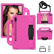 For Galaxy Tab S8 / Galaxy Tab S7 T870/T875 Diamond Series EVA  Anti-Fall Shockproof Sleeve Protective Shell Case with Holder & Strap(Rose Red)