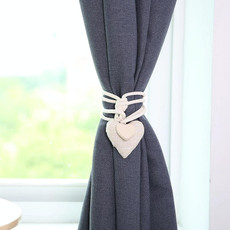 A005 Cotton And Linen Curtain Magnet Bandage Free Perforated Tassel Curtain Buckle(Beige Letters)