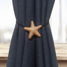 F022 2 PCS Simple Metal Curtain Straps Without Perforation Curtain Magnetic Buckle(Golden)