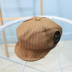 MZ8809 Spring Striped Children Beret Octagonal Hat, Size: Around 48cm(Brown)