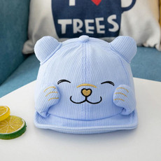 MZ8986 Cartoon Cat Embroidery Pattern Baby Hat Spring and Autumn Thin Cap Children Sunscreen Sun Hat, Size: Suitable for Baby 6-24 Months(Blue)